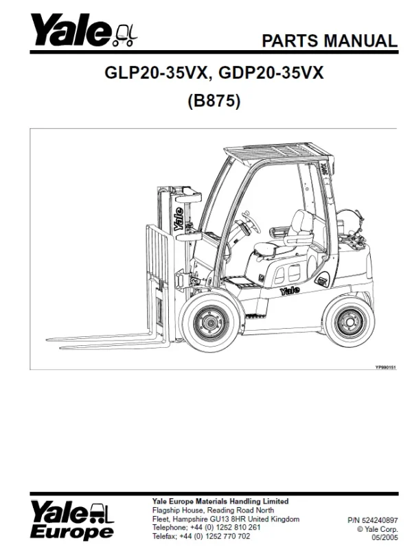 YALE GDP30VX (B875) parts book