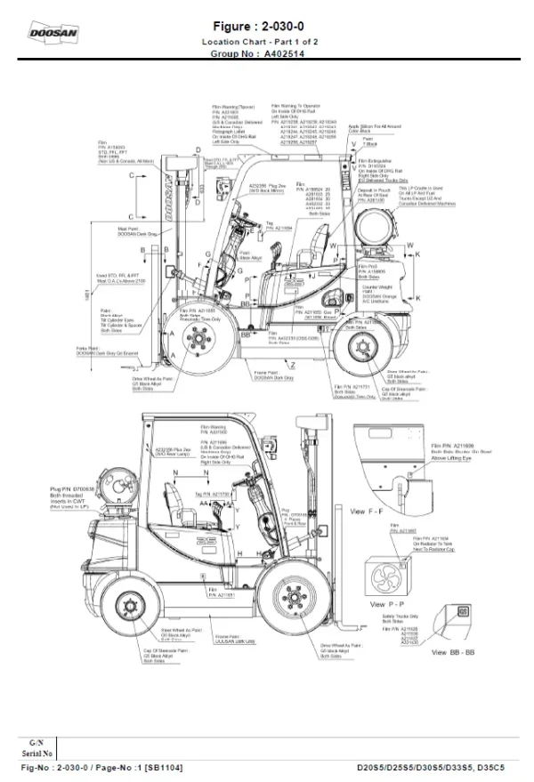 doosan d30s-5 parts manual