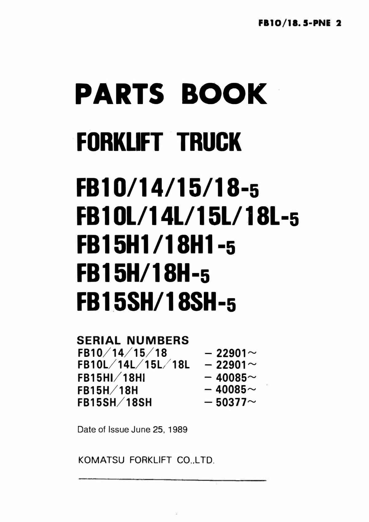 Komatsu FB15-5 Manual 3 Komatsu FB15-5 Parts Manual