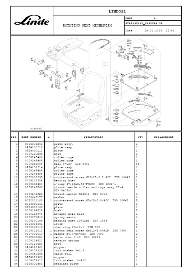 H18D 391 PARTS BOOK forklift manual