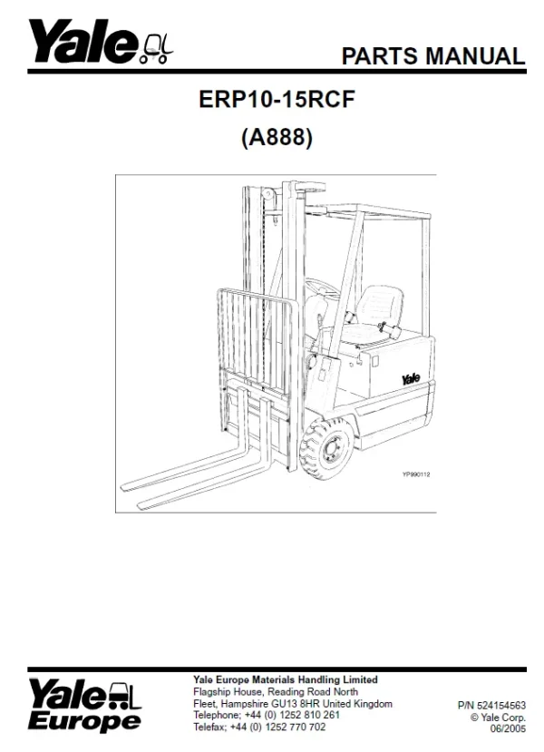 YALE ERP15RCF (A888) parts manual pdf