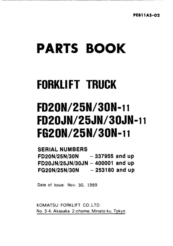 fgfd202530n 11 PARTS BOOK forklift manual