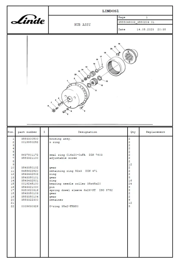 H160 358Y.09 C1X358 Parts Book forklift manual