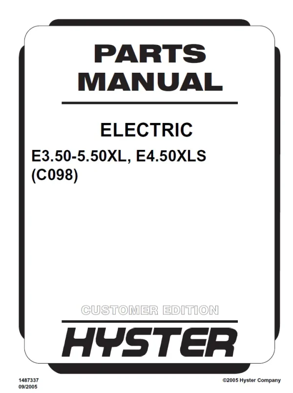 1487337 C098E ELECTRIC E3.50 5.50XL E4.50XLS PART forklift manual