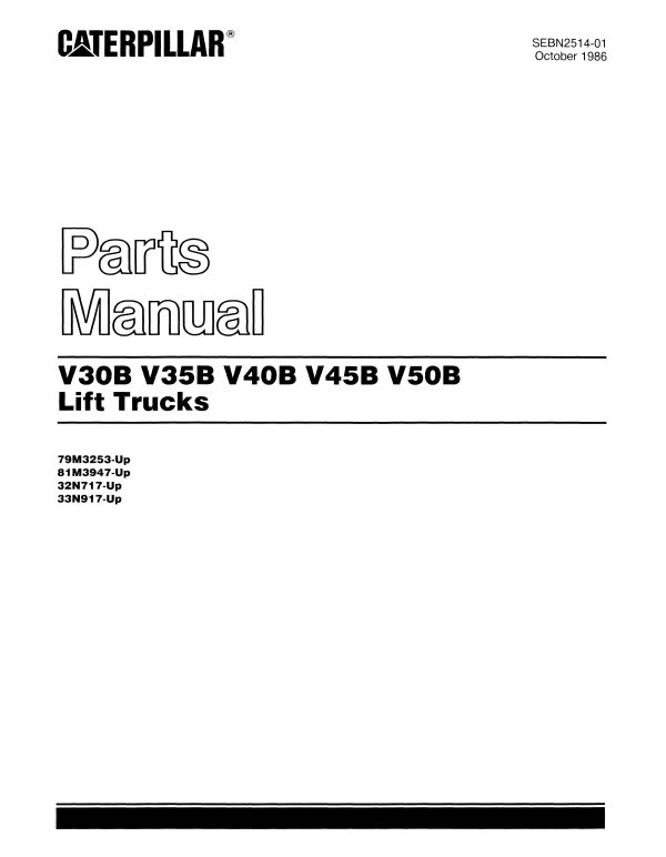 caterpillar v50b parts manual