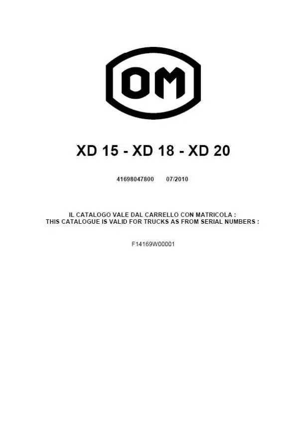 om xd15 parts manual