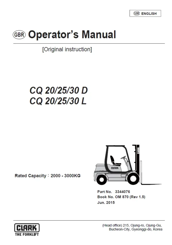 clark cq30d operator's manual