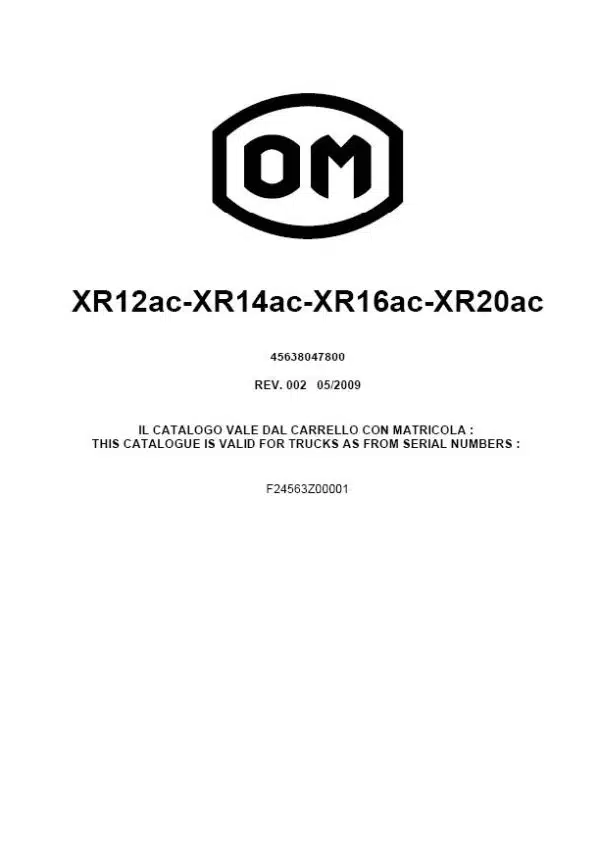 om pimespo xr20ac parts book