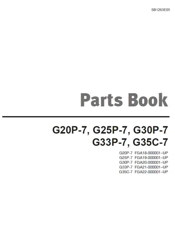 G20P7 SB1263E05 PARTS BOOK forklift manual