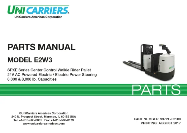 E2W3 Parts Manual 997PE 33100 08 2017 forklift manual