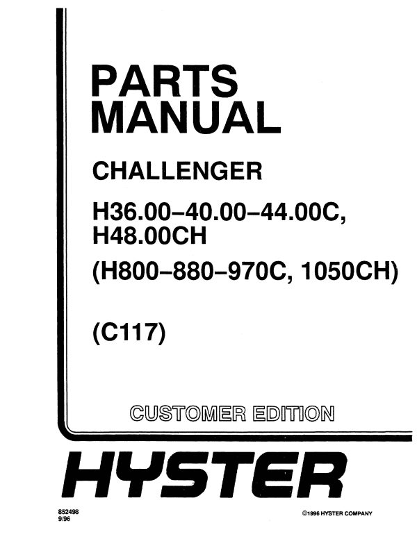 HYSTER H40C C117 PARTS MANUAL