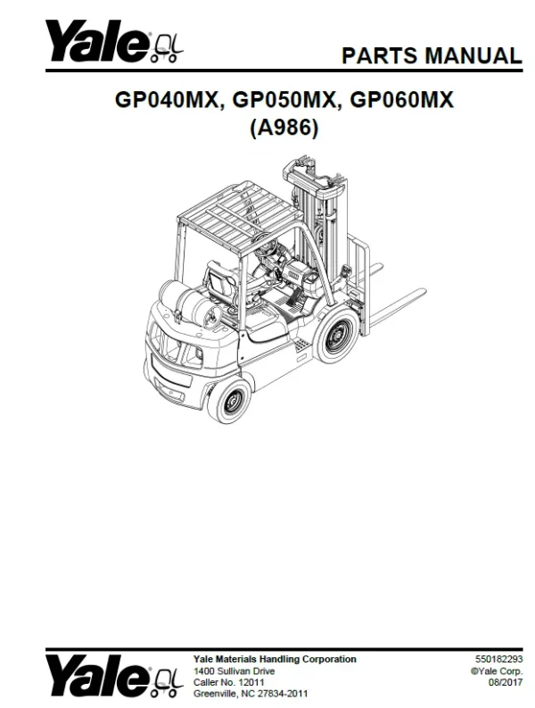 YALE GP40 60MX A986 forklift manual