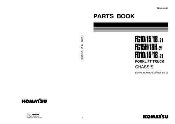 FD18 21 PARTS BOOK forklift manual