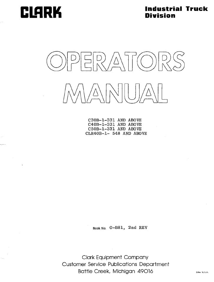 Clark C30B Manual 2 Clark C30B Manual - Image 2