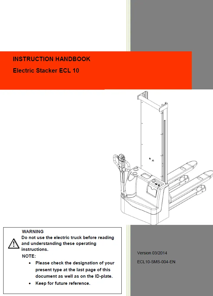 Noblelift ECL10 Stacker Manual 4 Noblelift ECL10 Stacker Manual - Image 4
