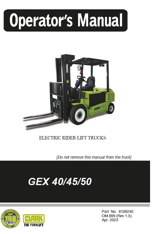 Clark GEX50 (GEX450) Manual 3 Clark GEX50 (GEX450) Manual - Image 3