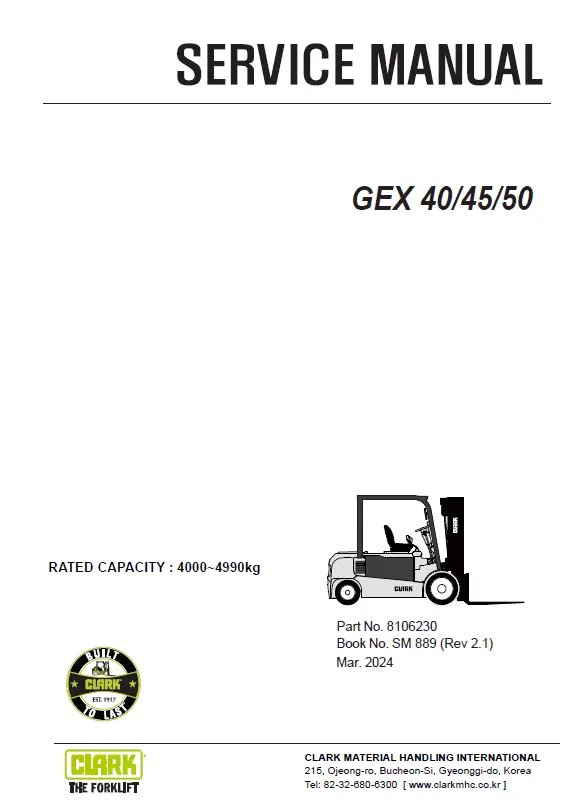 Clark GEX50 (GEX450) Manual 2 Clark GEX50 (GEX450) Manual - Image 2