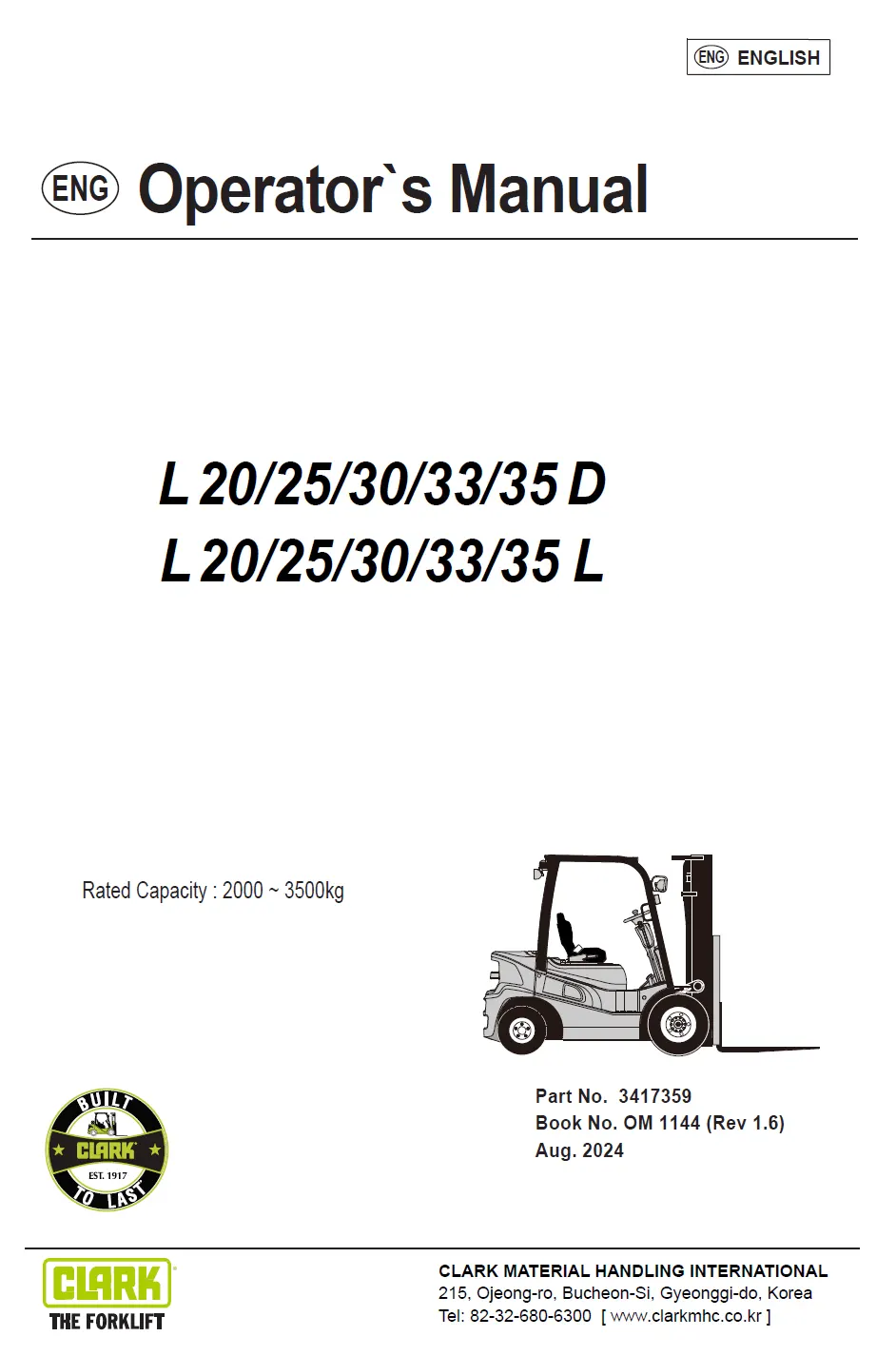 Clark L30D (L232D) Manual 3 Clark L30D (L232D) Manual - Image 3