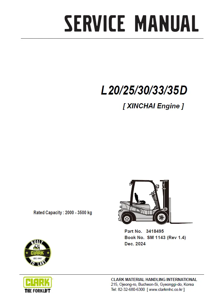 Clark L30D (L232D) Manual 2 Clark L30D (L232D) Manual - Image 2