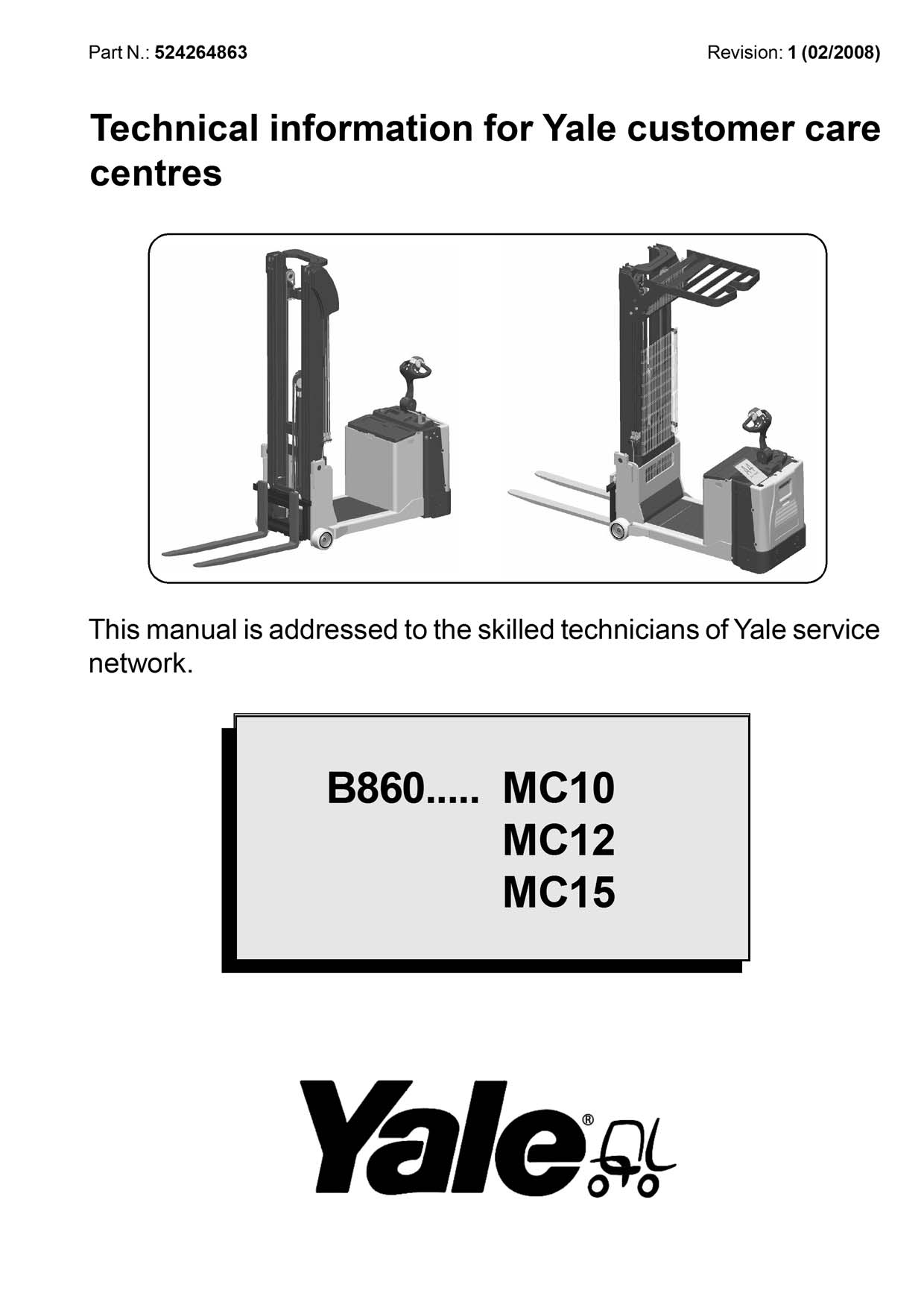 Yale MC10 (B860) Manual 2 Yale MC10 (B860) Manual - Image 2