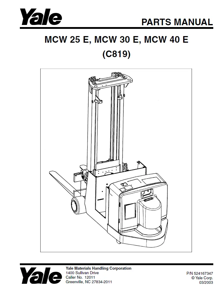 Yale MCW030E (C819) Manual 2 Yale MCW030E (C819) Manual - Image 2