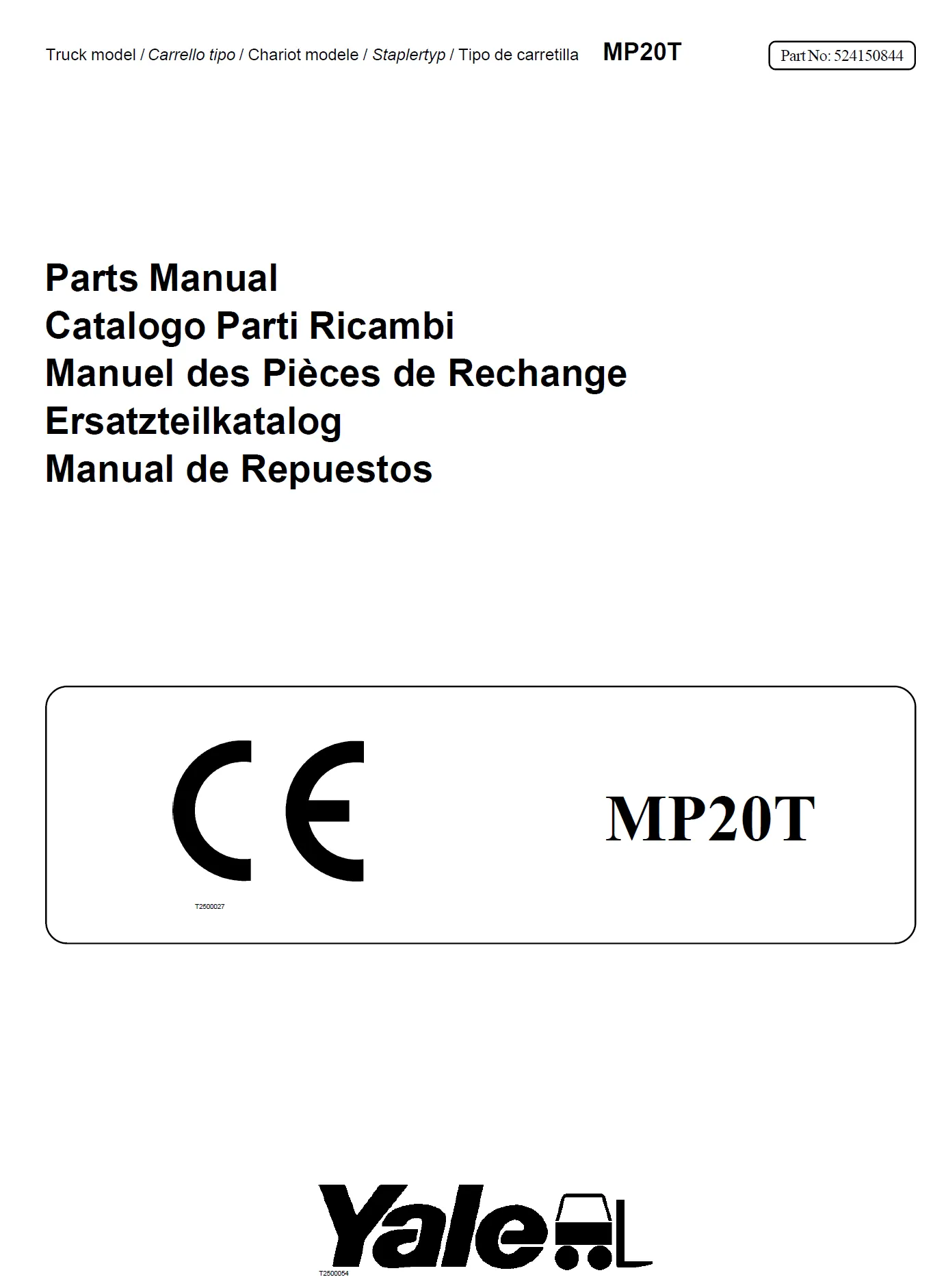 Yale MP20T (B854) Manual 2 Yale MP20T (B854) Manual - Image 2