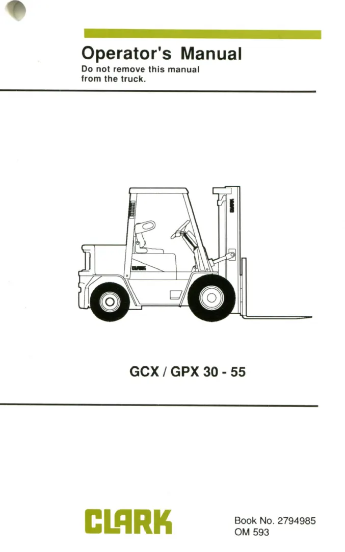 Clark GPX50 (GPX711) Manual 3 Clark GPX50 (GPX711) Manual - Image 3
