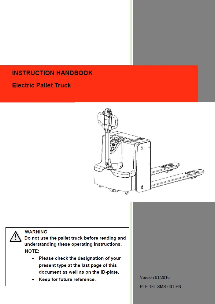Noblelift PTE18L Pallet Truck Manual 2 Noblelift PTE18L Pallet Truck Manual - Image 2