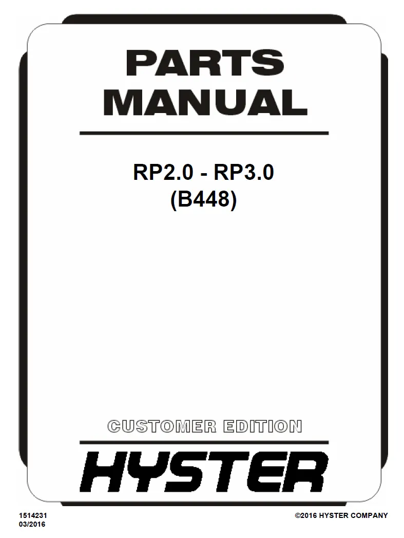 Hyster RP2.0 (B448) Manual 2 Hyster RP2.0 (B448) Manual - Image 2
