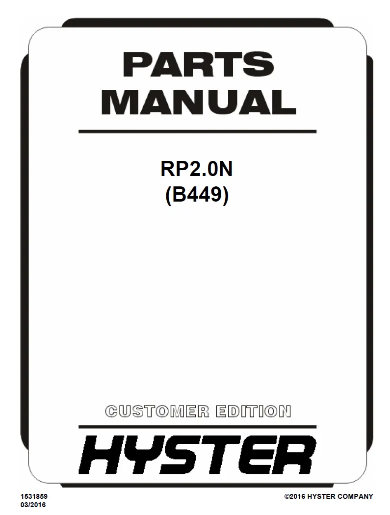 Hyster RP2.0N (B449) Manual 3 Hyster RP2.0N (B449) Manual - Image 3