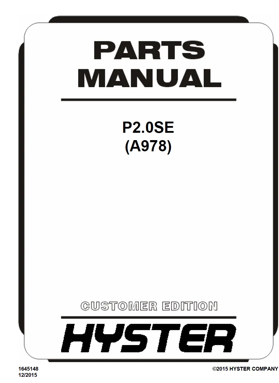 Hyster P2.0SE (A978) Manual 3 Hyster P2.0SE (A978) Manual - Image 3