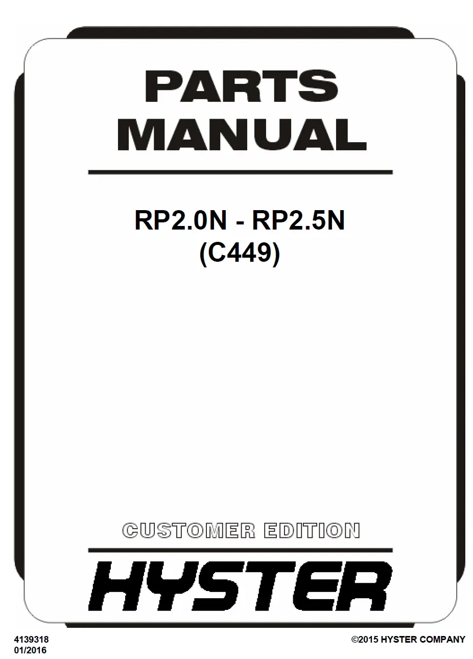 Hyster RP2.0N (C449) Manual 2 Hyster RP2.0N (C449) Manual - Image 2