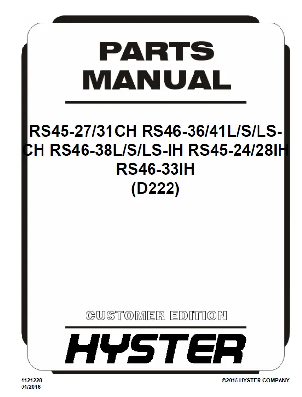 Hyster RS45-27CH (D222) Manual 2 Hyster RS45-27CH (D222) Manual - Image 2