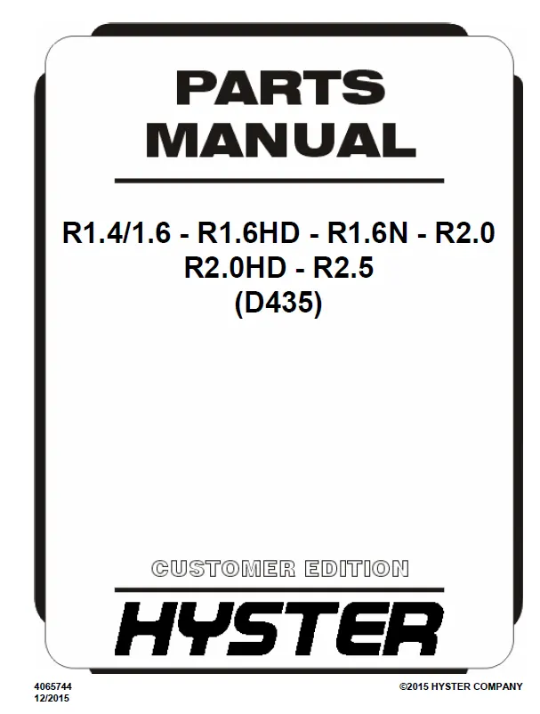 Hyster R1.4 (D435) Manual 2 Hyster R1.4 (D435) Manual - Image 2