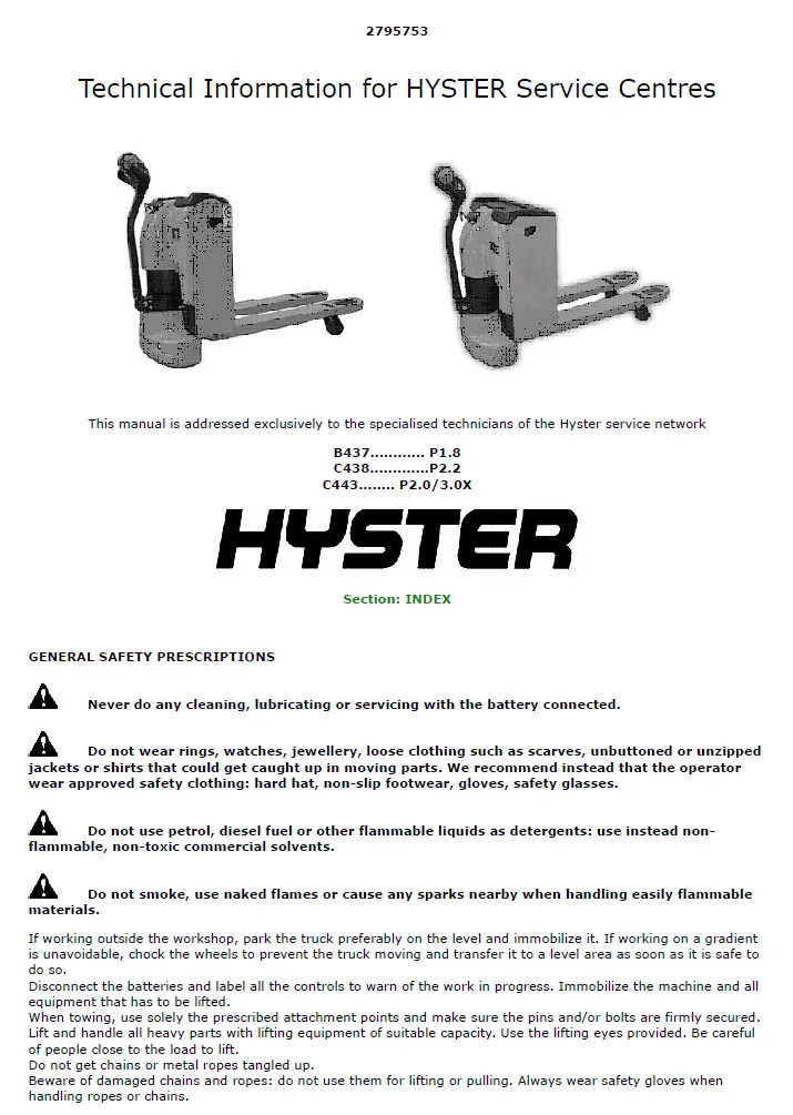 Hyster P3.0 (C443) Manual 3 Hyster P3.0 (C443) Manual - Image 3