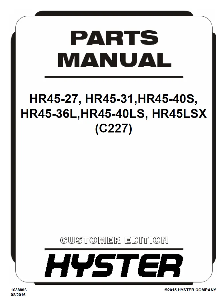 Hyster HR45-27 (C227) Manual 2 Hyster HR45-27 (C227) Manual - Image 2