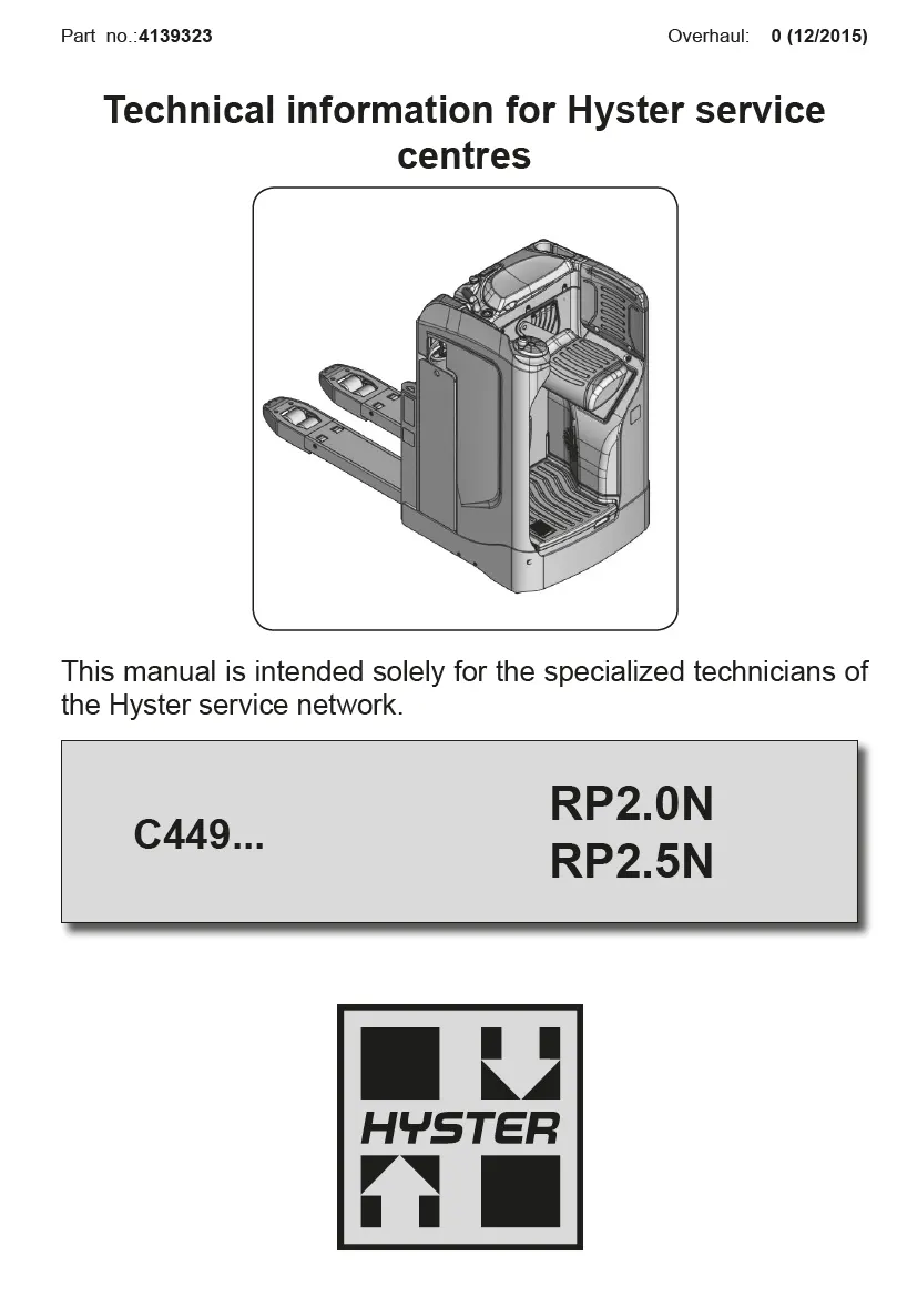 Hyster RP2.0N (C449) Manual 3 Hyster RP2.0N (C449) Manual - Image 3
