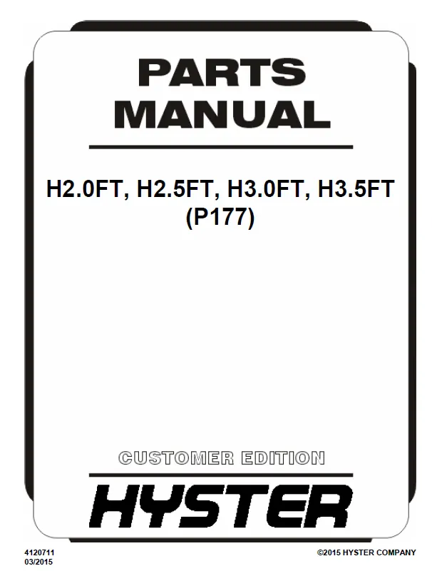 Hyster H3.0FT (P177) Manual 3 Hyster H3.0FT (P177) Manual - Image 3